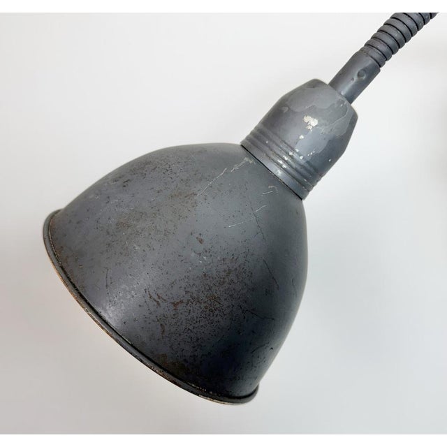 Mid-Century Modern Grey Industrial Gooseneck Scissor Wall Lamp from Elektroinstala, 1960s For Sale - Image 3 of 18
