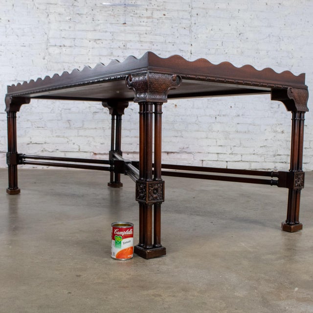 Late 20th Century Chinese Chippendale Style Coffee Table Mahogany Large Rectangular by Baker For Sale - Image 18 of 18