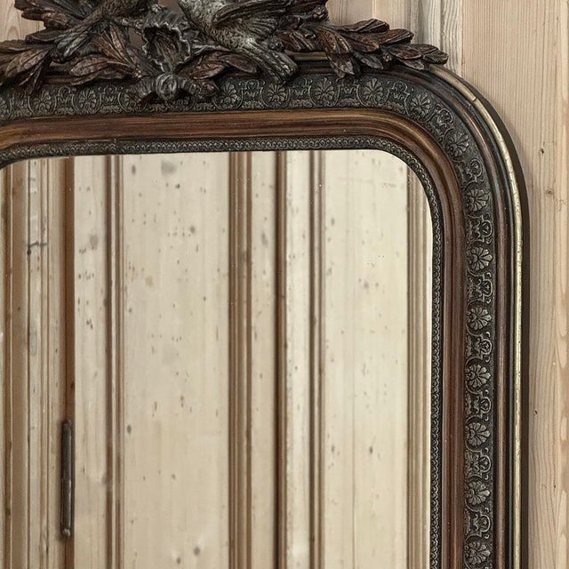 Antique French Napoleon III Mirror in the Louis XVI Style With Lovebirds For Sale - Image 11 of 18