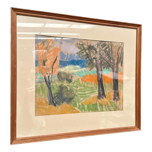 Svän Grandin, Landscape, 1960s, Pastel and Paper, Framed For Sale