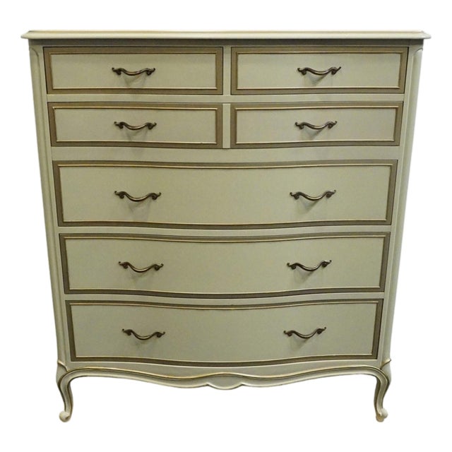 Drexel Furniture Touraine Collection Custom Cream Painted Country French Provincial 42" Chest of Drawers 200-411-1 For Sale