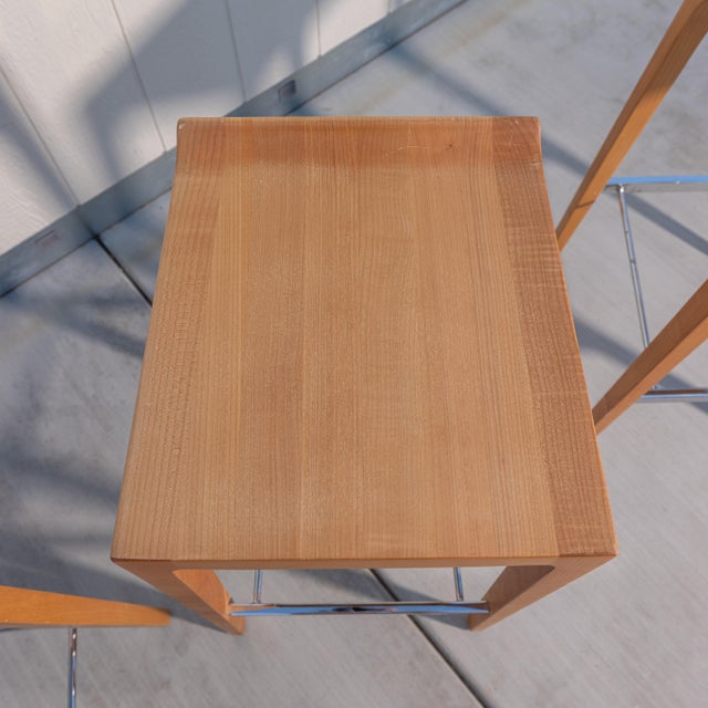 Attributed to Bernhardt Design "Vanish" Solid Maple Bar Stools, Set of 3 For Sale - Image 12 of 16