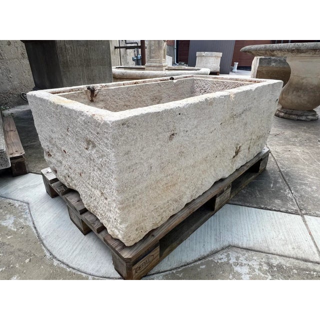19th Century 19th Century French Limestone Trough With Recessed Interior Molding For Sale - Image 5 of 10