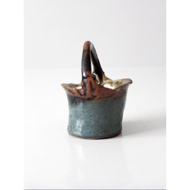 Vintage Handmade Studio Pottery Basket For Sale - Image 9 of 13