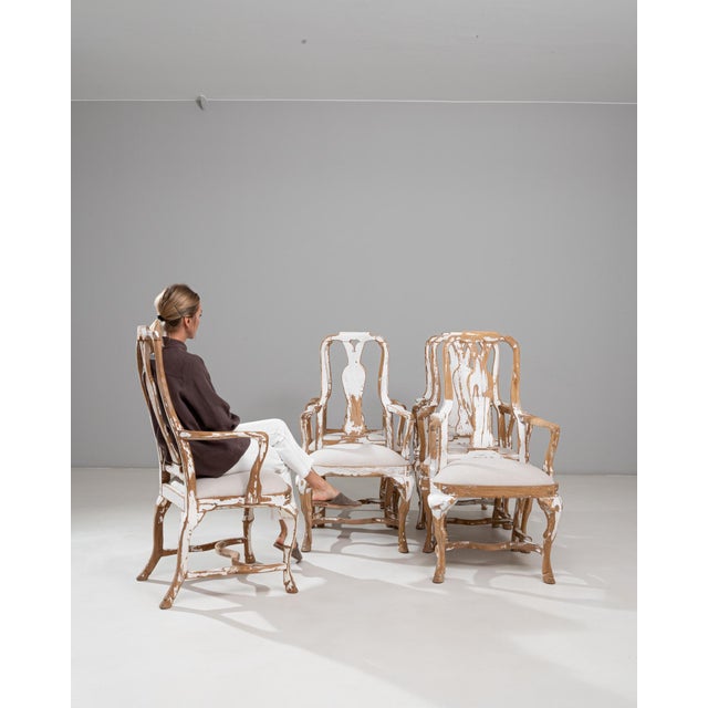 20th Century Swedish Rococo Revival Wood Patinated Dining Chairs - Set of 3 For Sale - Image 12 of 18