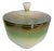 Mid-Century Iridescent Green & Copper Tone Federal Glass Vanity Jar For Sale