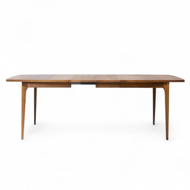 Brown Broyhill Brasilia Mid Century Expanding Walnut Dining Table With 3 Leaves For Sale - Image 8 of 10