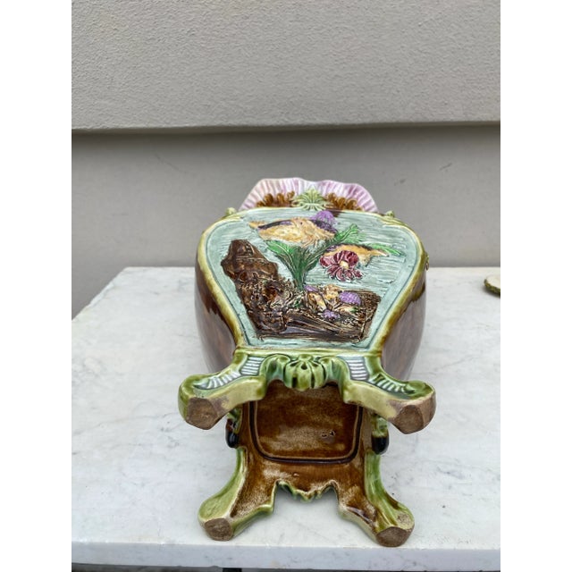 Gray French Majolica Vase With Fishs and Shells, Circa 1880 For Sale - Image 8 of 8