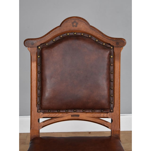 19th Century Victorian English Oak Dining Chairs, Set of 6 For Sale - Image 4 of 8