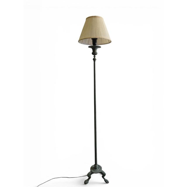 Romanesque Revival Bronze Floor Lamp with Archaeological Green Patina, 1950s For Sale - Image 4 of 12
