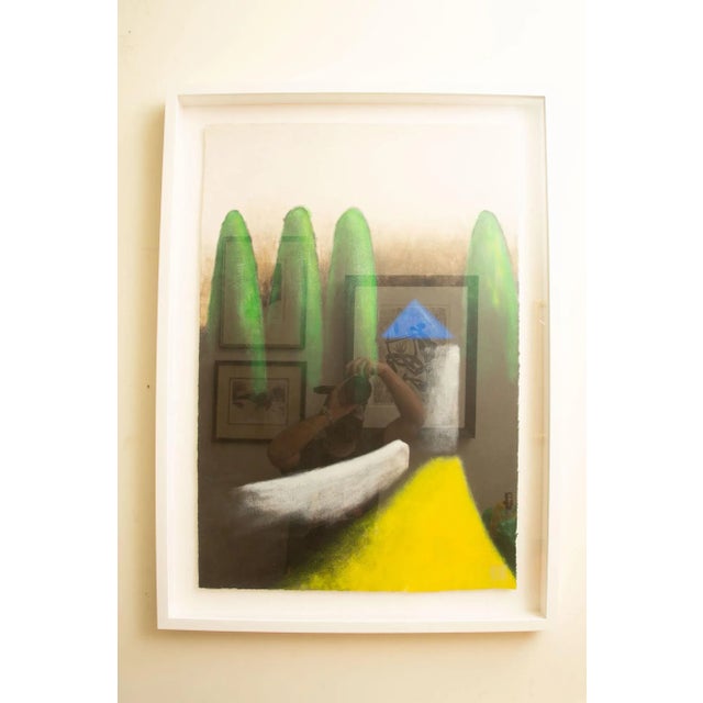 Vintage Larry Laslo Mixed Media Abstract Landscape Painting on Paper Custom Framed For Sale - Image 10 of 10
