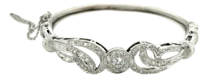 Vintage Retro Old European Cut Diamond Bangle With Filigree and Milgrain Finish