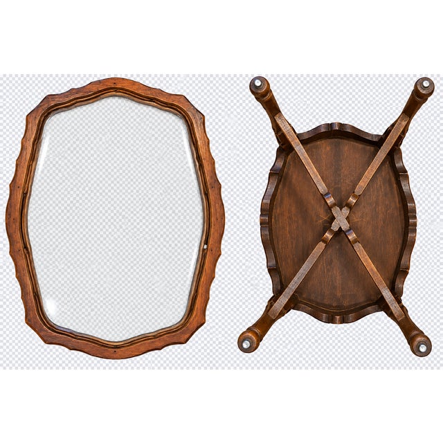 French Louis XV Style Walnut Tea Table With Removable Glass Tray & Floral Marquetry For Sale - Image 9 of 9