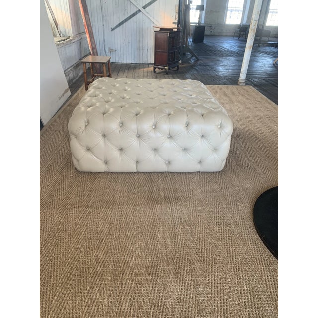 1990s Vintage Ottoman - Tufted Leather For Sale - Image 5 of 6