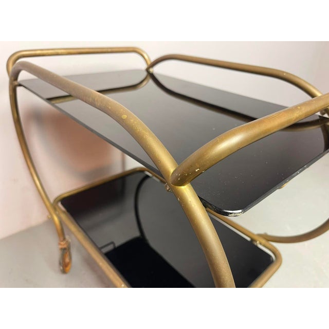Mid-Century Brass and Black Glass Bar Trolley from Grünstadt, Germany, 1950s For Sale - Image 17 of 18
