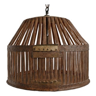 Industrial Rustic Vintage Iron Cage Rustic Pendant Light For Sale