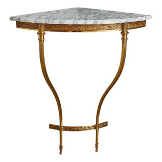 French Wall-Mounted Corner Console with Carrara Marble Top 1950s - 2 Available For Sale