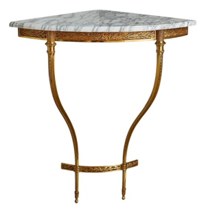 French Wall-Mounted Corner Console with Carrara Marble Top 1950s - 2 Available