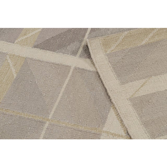Taupe Rug & Kilim’s Scandinavian Style Kilim With Taupe Chevrons & Geometric Patterns For Sale - Image 8 of 8