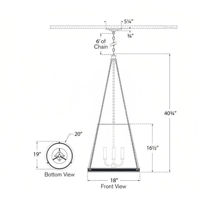 2020s Marie Flanigan for Visual Comfort Signature Reese 20" Pendant in Bronze with Clear Restoration Glass For Sale - Image 5 of 5