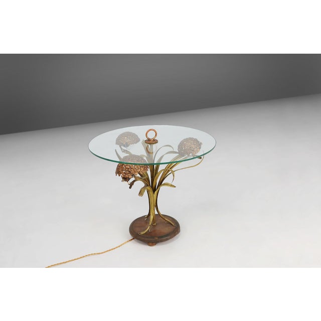 Hollywood Regency French Coffee Table with Lightning in Brass Flowers, 1950s For Sale - Image 16 of 18