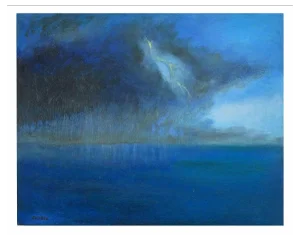 Roberto Cuccaro, Thunderstorm at Sea, Original Oil on Canvas, 2000s
