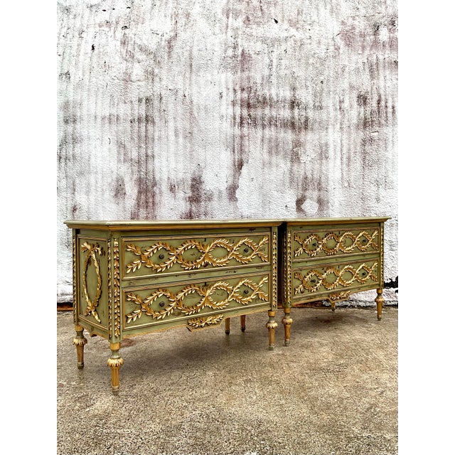 Traditional Vintage Regency Gilt Tipped Commodes - a Pair For Sale - Image 3 of 12