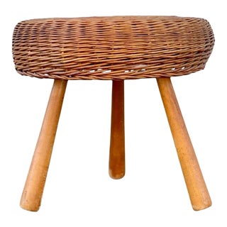 1970s Large Tony Paul Attributed Wicker Stool For Sale