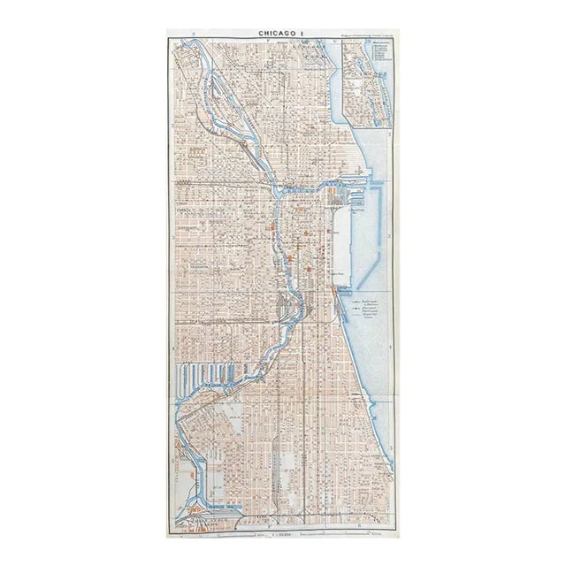1909 Antique Map of Chicago For Sale