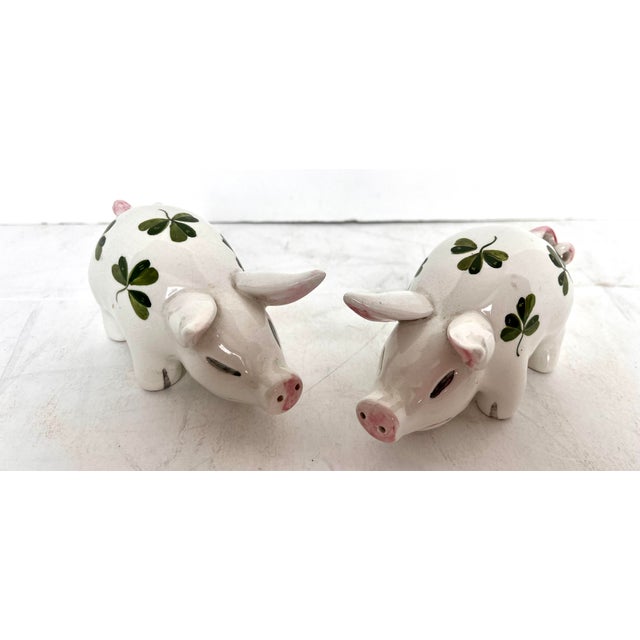 Mid 20th Century Plichta Clover Design Hand Painted Ceramic Pigs - Set of 2 For Sale - Image 13 of 14