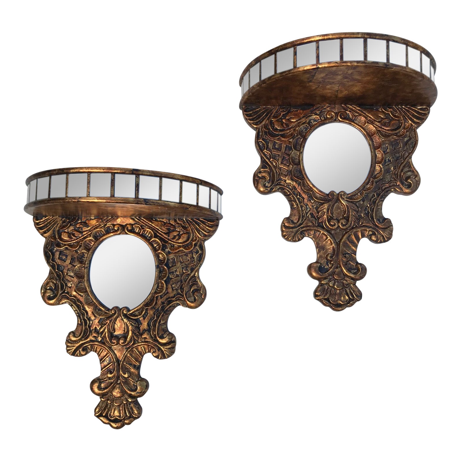 Baroque Style Gilded & Mirrored Wall Brackets a Pair Chairish