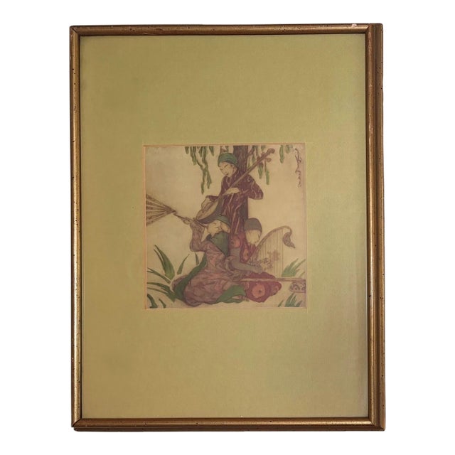 Framed Elyse Ashe Lorde Print "The Concert", - Chinese, Deco, Hollywood Regency For Sale