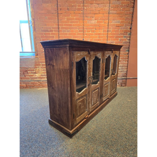 Rustic Reclaimed Teak Glass-Front Sideboard For Sale In Boston - Image 6 of 8