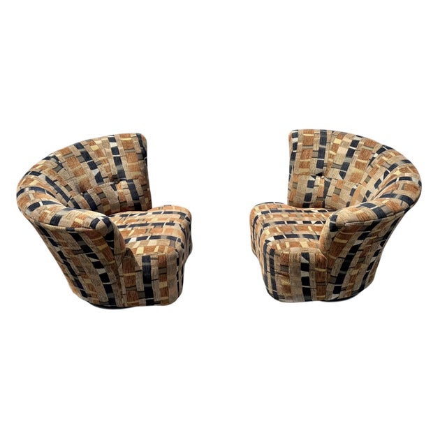Vladimir Kagan Post Modern Kagan Style Swivel Lounge Chairs - Set of 2 For Sale - Image 4 of 7