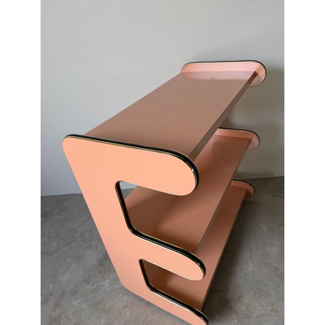 1980s Vintage Postmodern Space Age Laminate Bar Cart / Rolling Display Shelf For Sale - Image 13 of 13