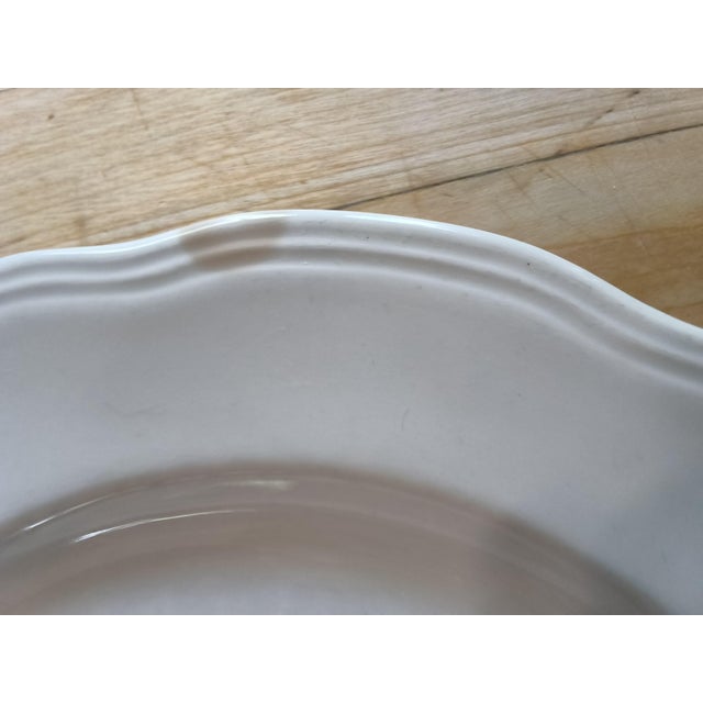 Sears Vintage Sears Federalist White Ironstone Dinnerware Set - (Complete Service for 8 and Serving Pieces) Bonus Free Crystal Wine Glasses - 81 Pieces For Sale - Image 4 of 18
