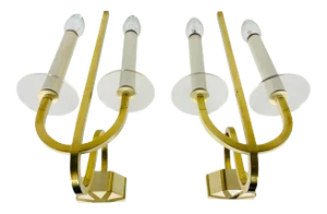 1960s Brass and Glass Sconces, Germany - A Pair
