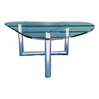 Vintage 1970s Arnaldo Gamba and Leila Guerra Style Tubular Chrome & Teardrop Glass Coffee Table For Sale