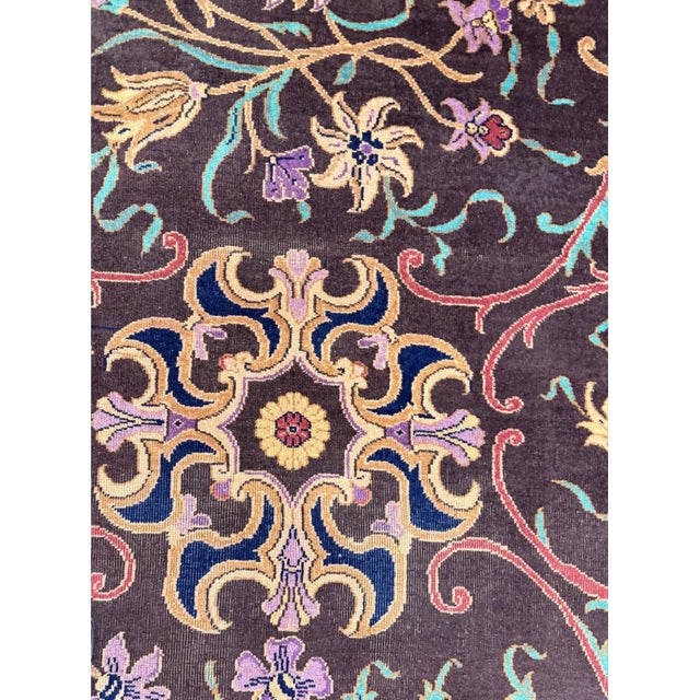 1920s 1920s Brown Ground Islimi Birds East Asian Antique Chinese Room Size Knotted Rug For Sale - Image 5 of 7