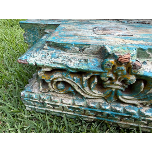 Blue Vintage Architectural Salvage Wall Shelf Mirrors – Pair For Sale - Image 8 of 14