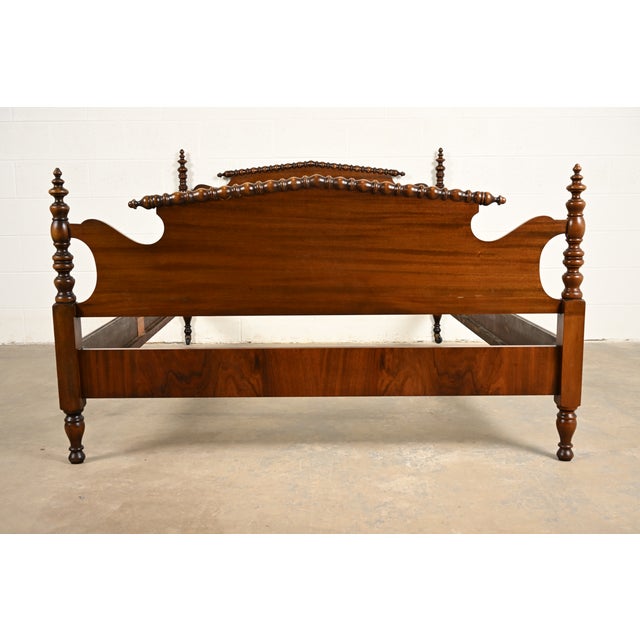 Berkey & Gay Antique Early American Carved Mahogany Full Size Bed, Circa 1920s For Sale In South Bend - Image 6 of 14