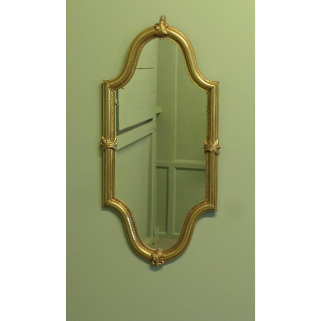 Long Shaped Oval Brass Wall Mirror with Acanthus Leaves, 1960 For Sale - Image 3 of 8