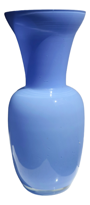 Vintage Italian Blue Opal Glass Vase, 1980s