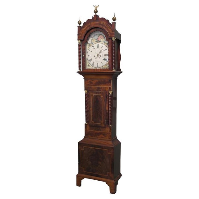 Gold Tall Mahogany Long Case Clock by D. Williams of Crickhowell, 1800s For Sale - Image 8 of 8