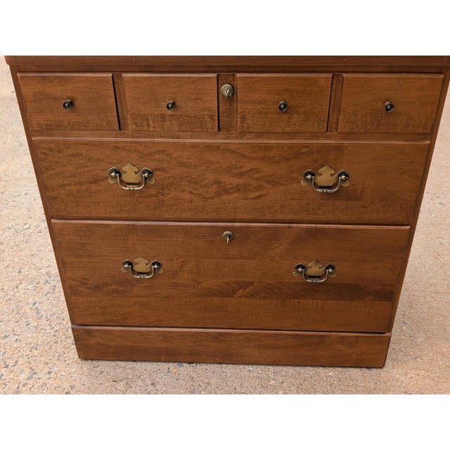 Ethan Allen Vintage Ethan Allen Heirloom Collection Maple Locking W/ Key Filing Cabinet For Sale - Image 4 of 10