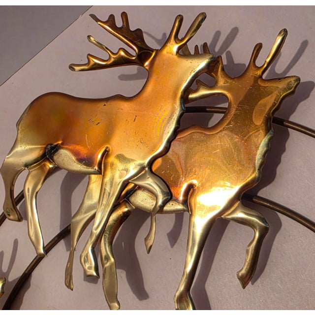 Mid-Century Modern Vintage Brass & Copper Reindeer 15.5" Holiday Wreath For Sale - Image 3 of 4
