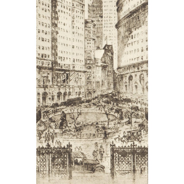 Realism "Bowling Green" 1939 New York Etching by Anton Schutz For Sale - Image 3 of 7
