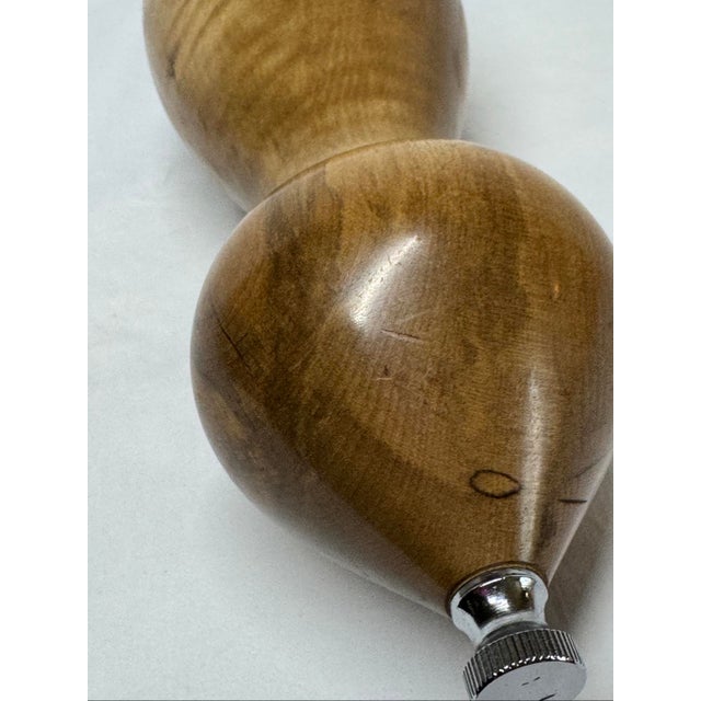 1990s Handcrafted Turned Wood Pepper Mill Grinder Australian Tea Tree and Honduran Rosewood For Sale - Image 10 of 11