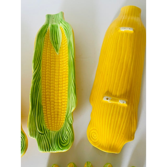Vintage Corn on the Cob Majolica Dishes and Knives - Set of 10 For Sale - Image 4 of 5
