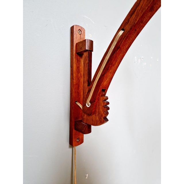 Scandinavian Teak Scissor Wall Light, 1960s For Sale - Image 4 of 16